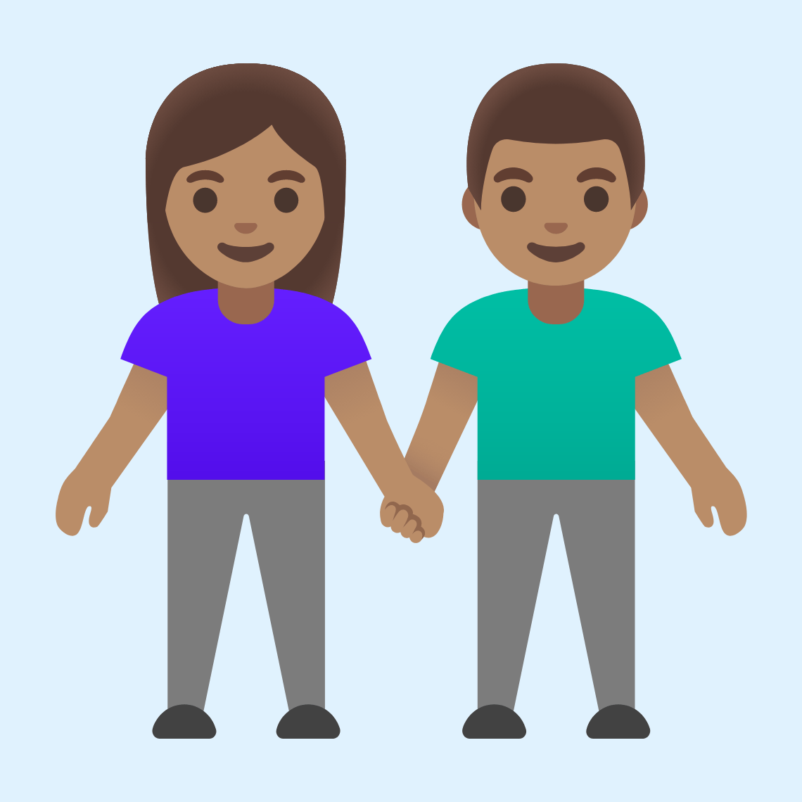 π«π½ Woman and man holding hands: medium skin tone
