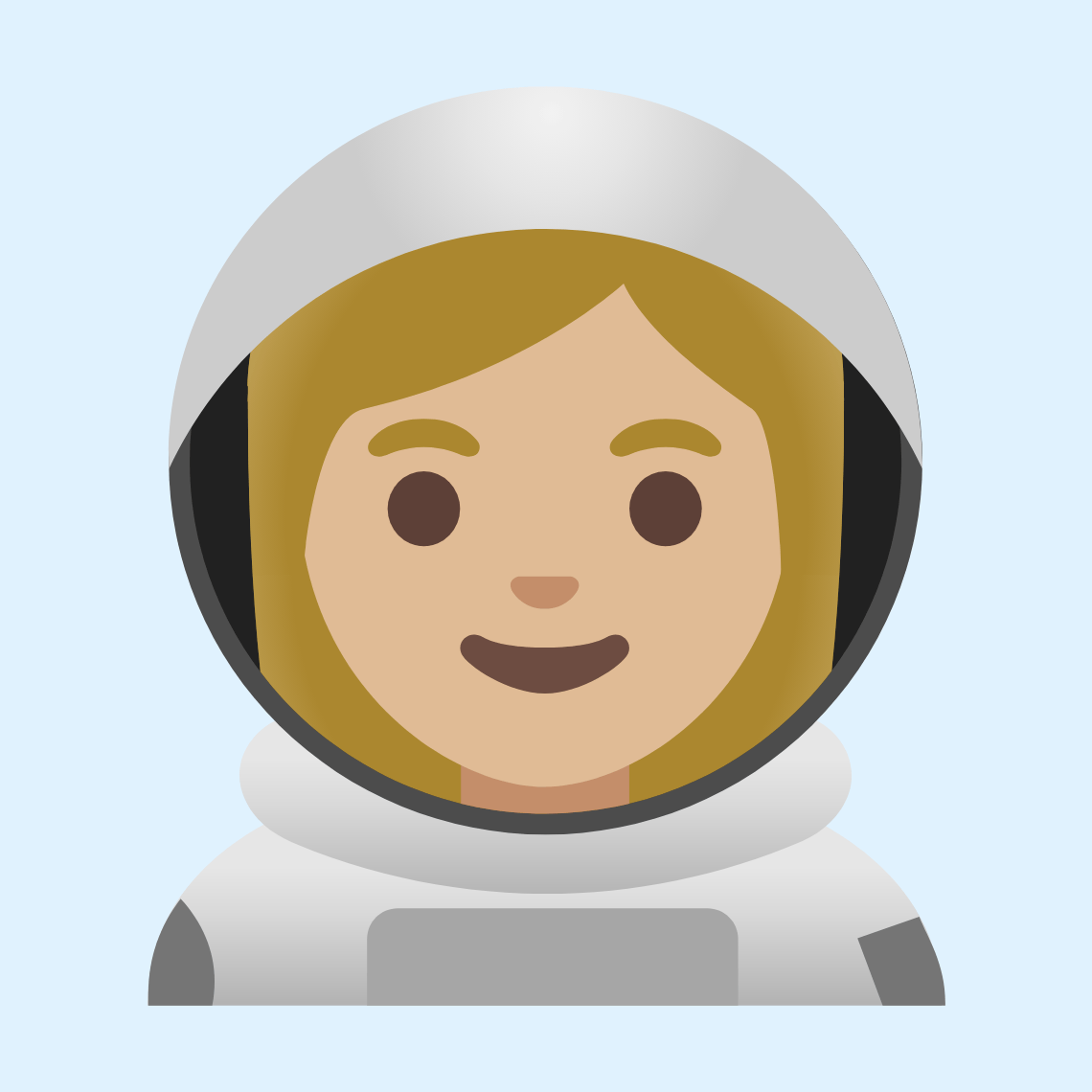 π©πΌβπ Woman astronaut: medium-light skin tone