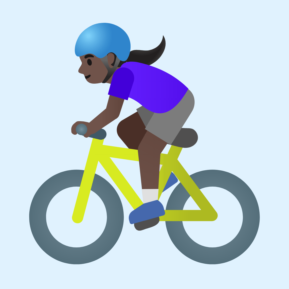 π΄πΏββοΈ Woman biking: dark skin tone