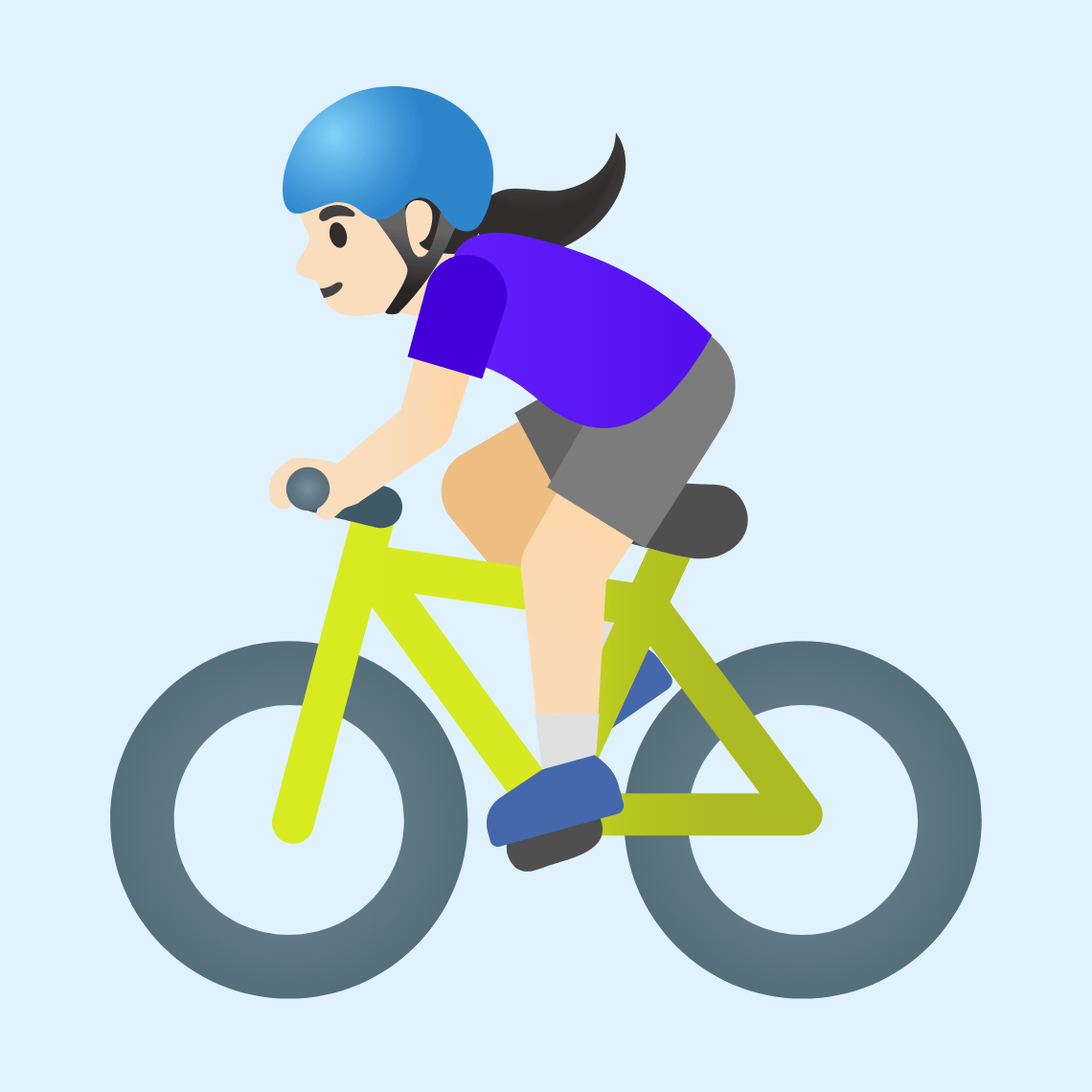 π΄π»ββοΈ Woman biking: light skin tone