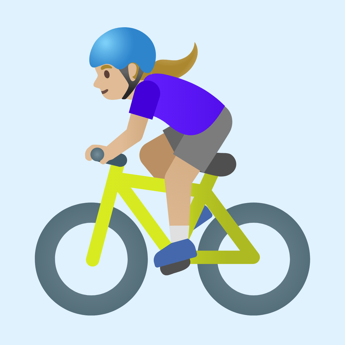 π΄πΌββοΈ Woman biking: medium-light skin tone