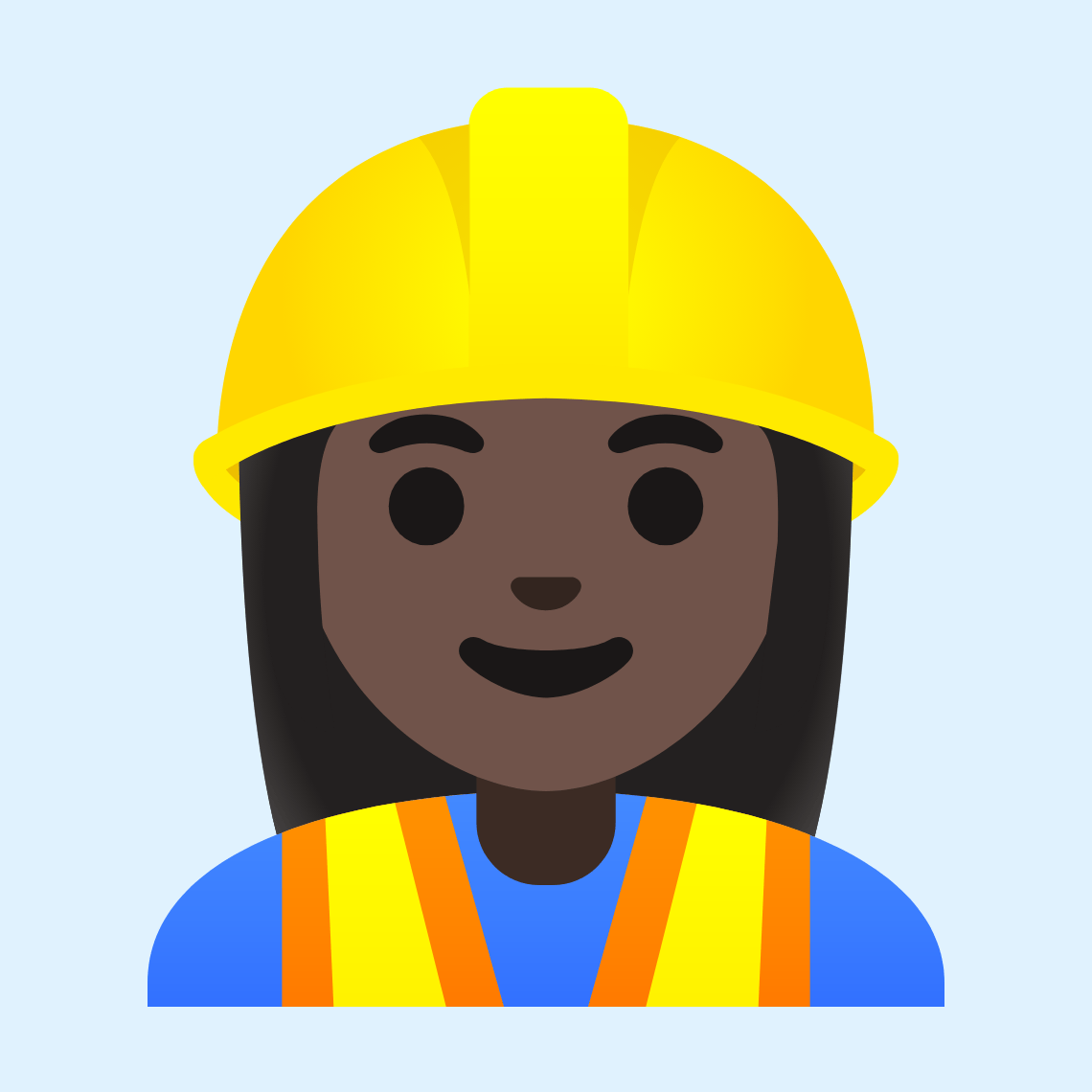 π·πΏββοΈ Woman construction worker: dark skin tone