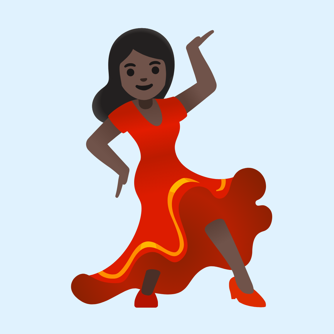 ππΏ Woman dancing: dark skin tone