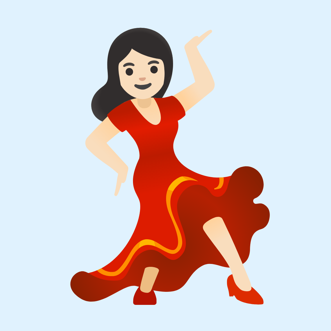 ππ» Woman dancing: light skin tone