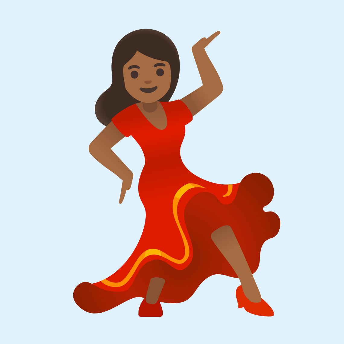 ππΎ Woman dancing: medium-dark skin tone