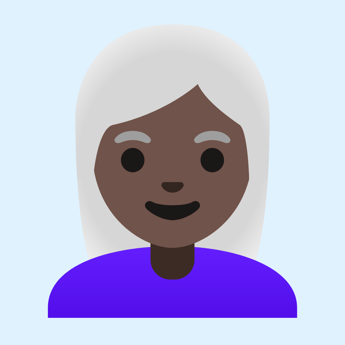 π©πΏβ𦳠Woman: dark skin tone, white hair