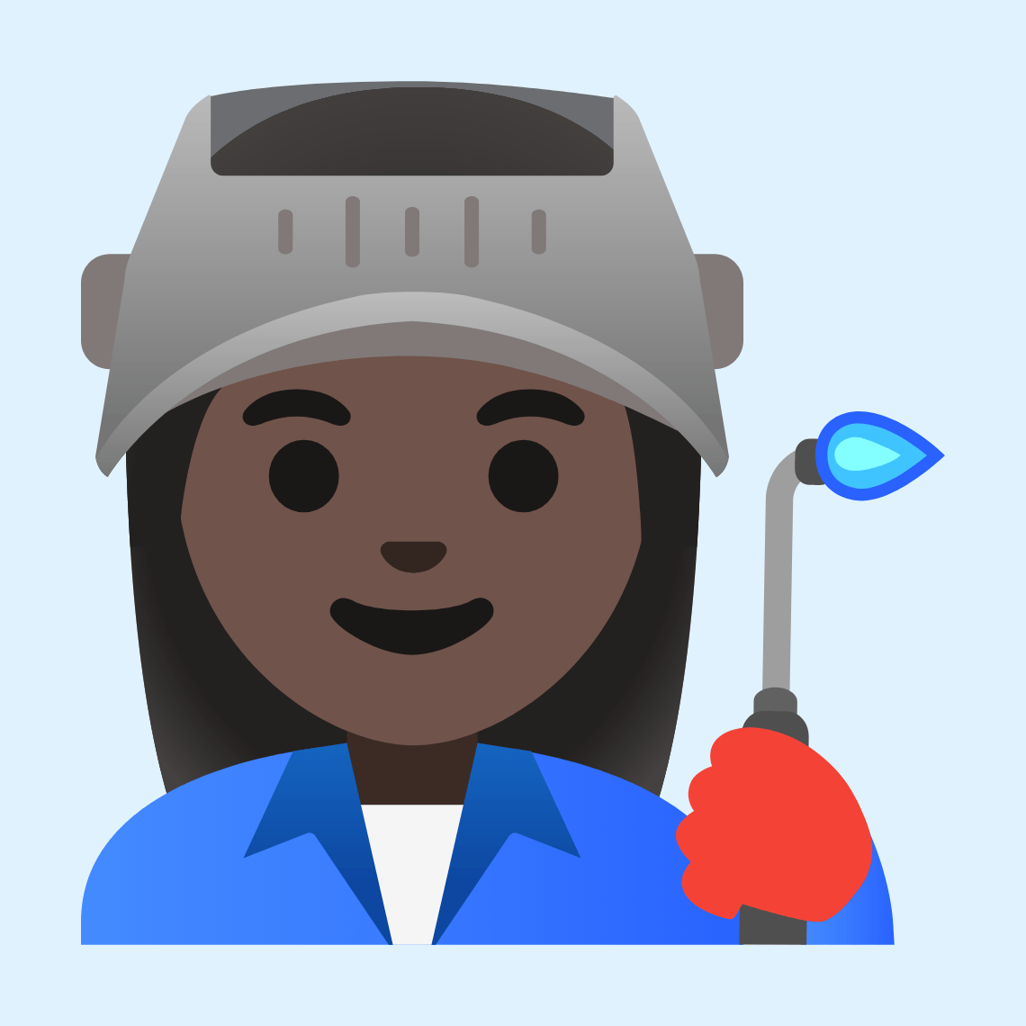 👩🏿‍🏭 Woman factory worker: dark skin tone