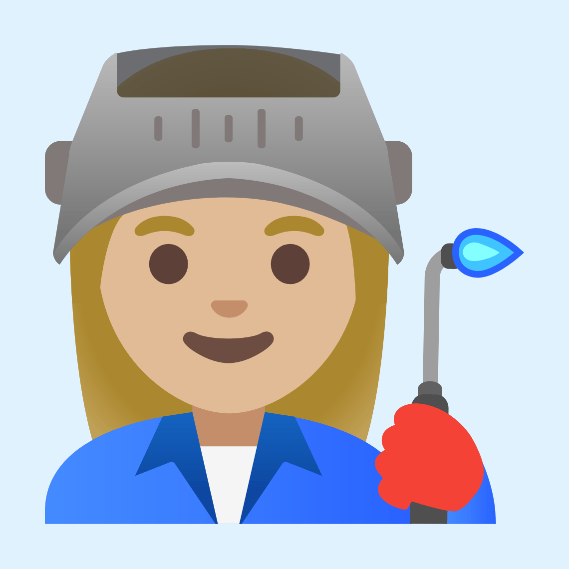 π©πΌβπ Woman factory worker: medium-light skin tone