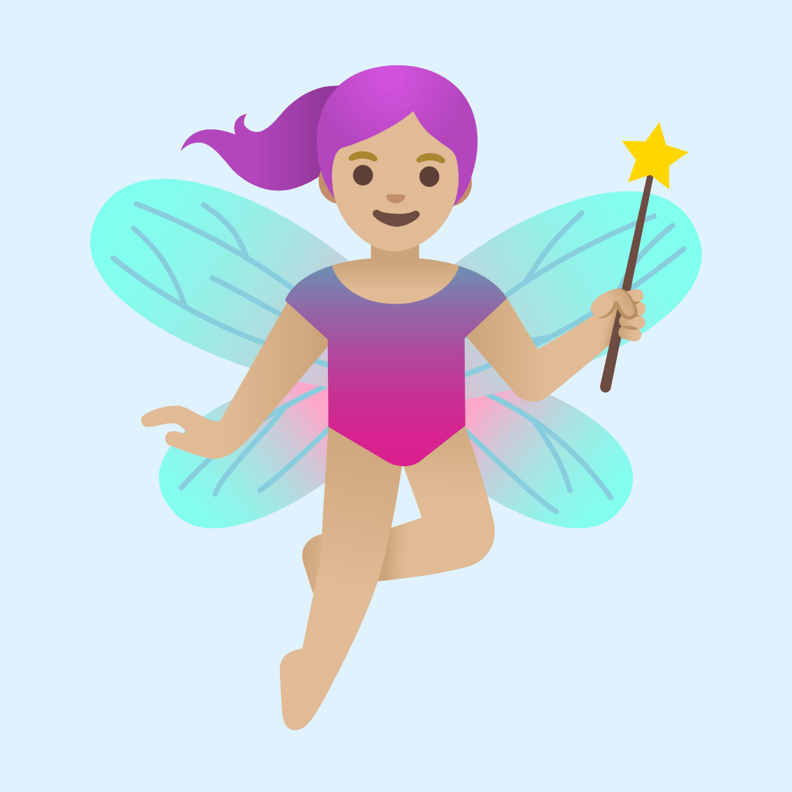 π§πΌββοΈ Woman fairy: medium-light skin tone