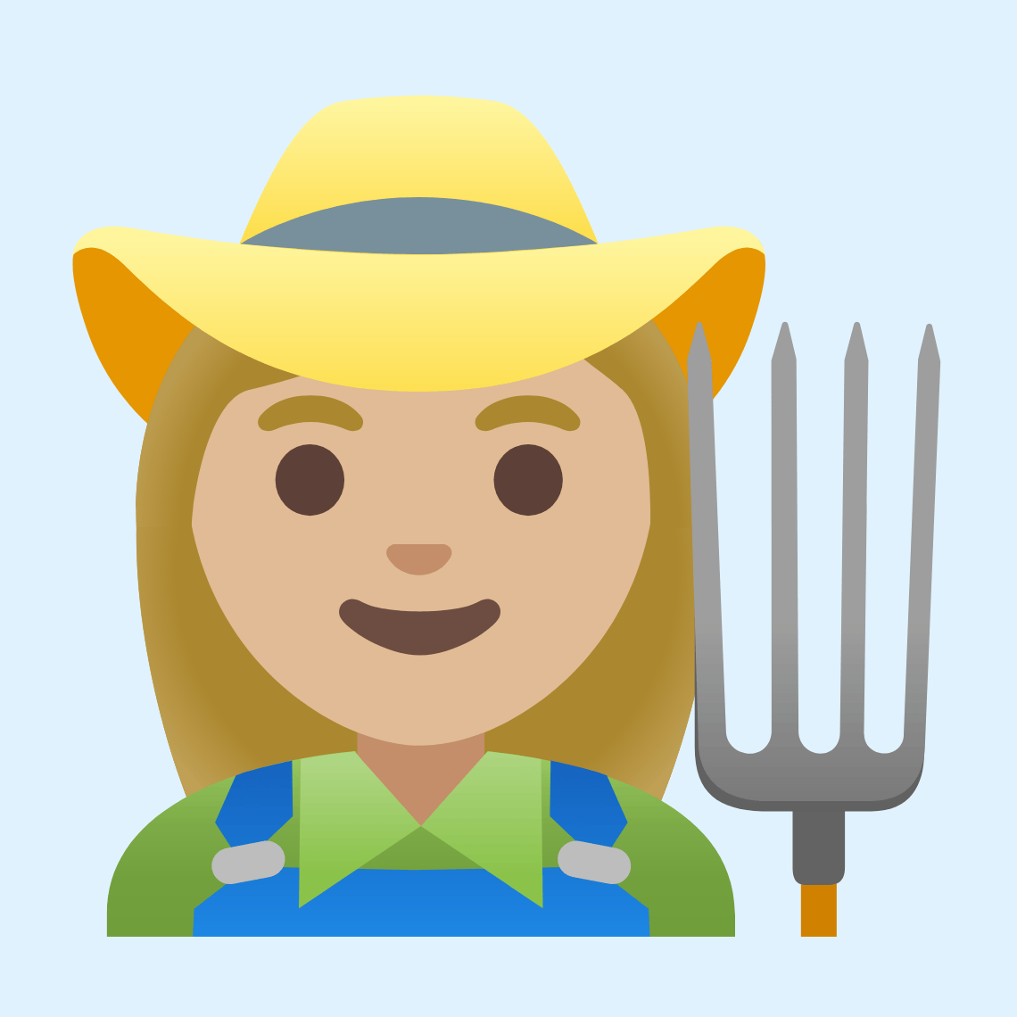 π©πΌβπΎ Woman farmer: medium-light skin tone