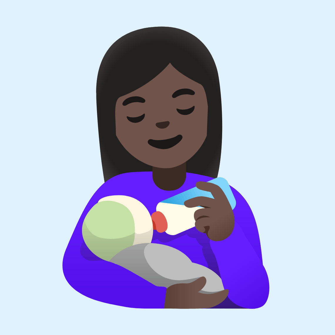 π©πΏβπΌ Woman feeding baby: dark skin tone