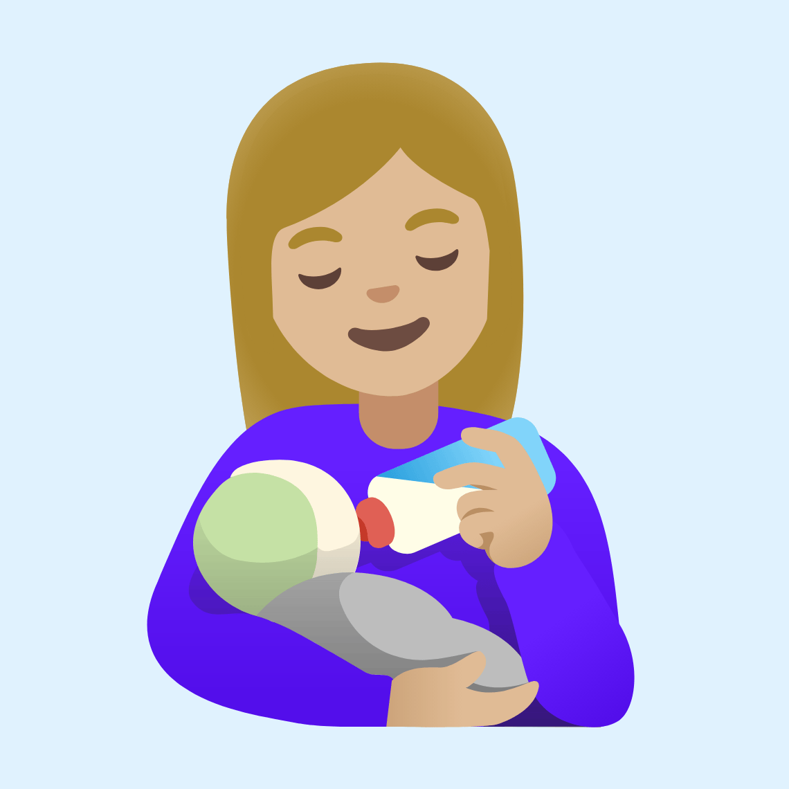 π©πΌβπΌ Woman feeding baby: medium-light skin tone
