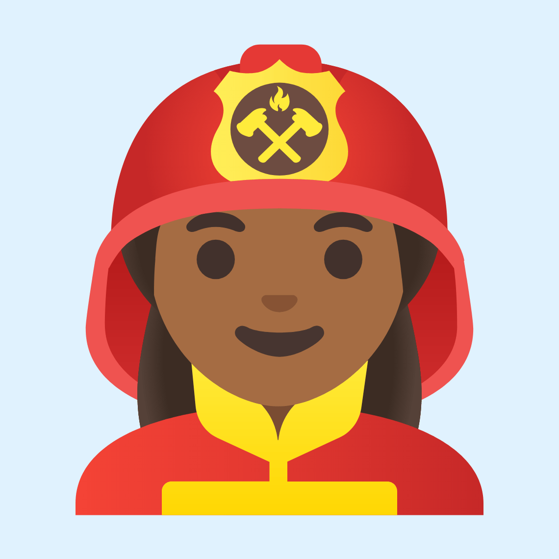 π©πΎβπ Woman firefighter: medium-dark skin tone