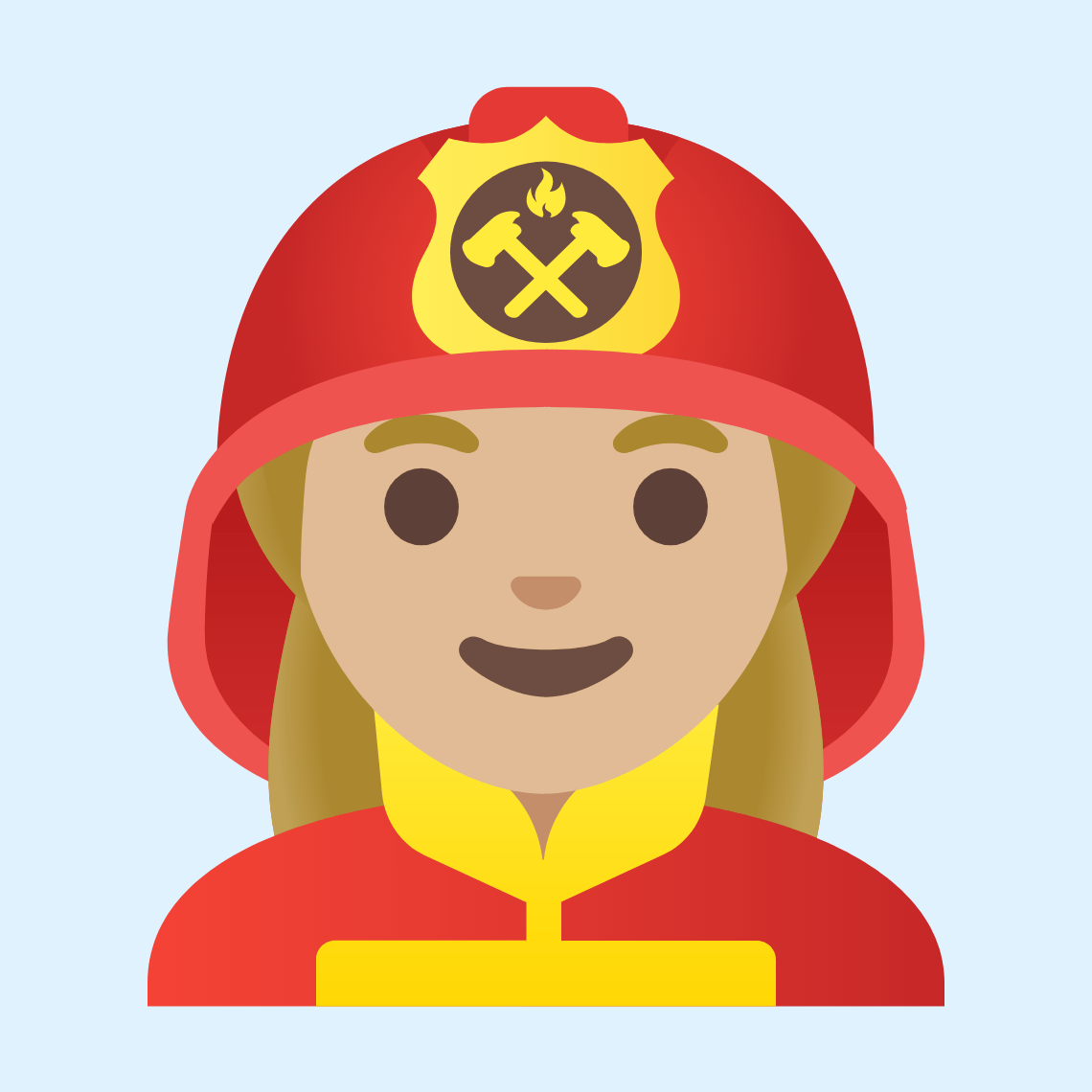 π©πΌβπ Woman firefighter: medium-light skin tone