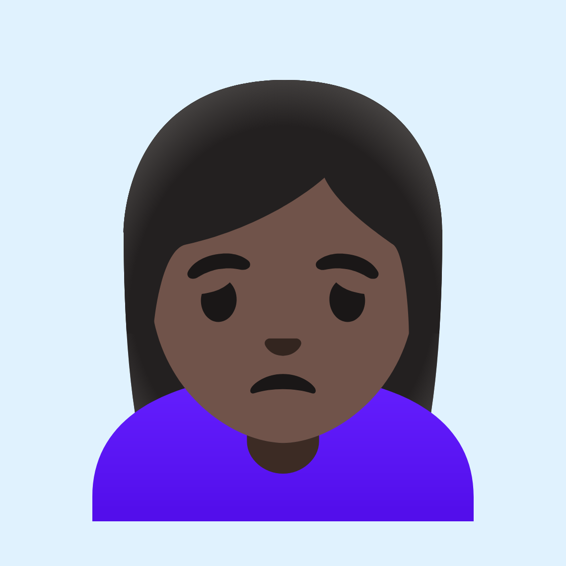 ππΏββοΈ Woman frowning: dark skin tone