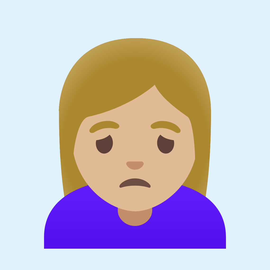 ππΌββοΈ Woman frowning: medium-light skin tone