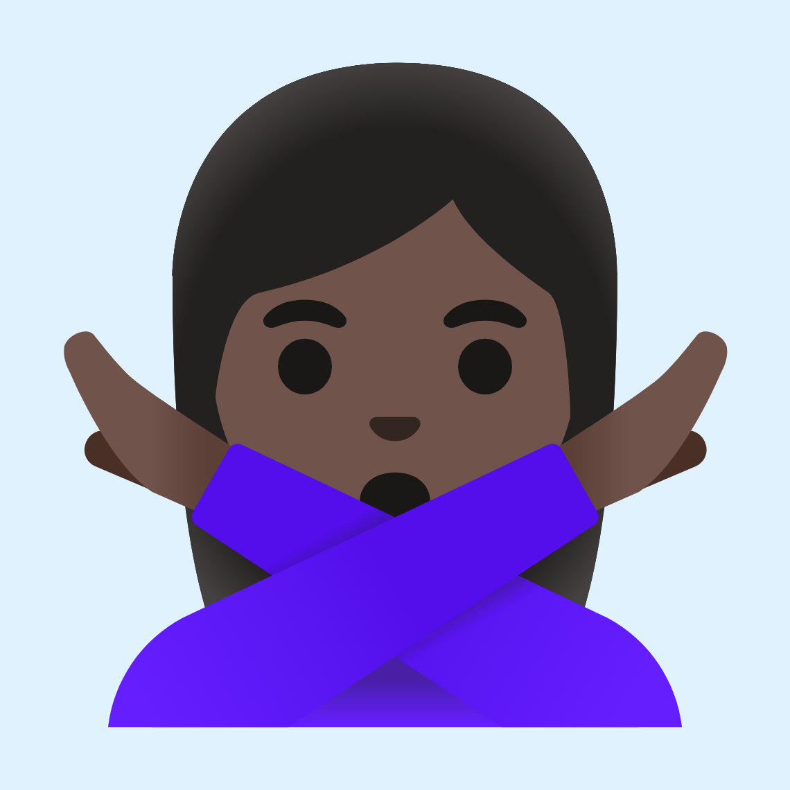 π
πΏββοΈ Woman gesturing NO: dark skin tone