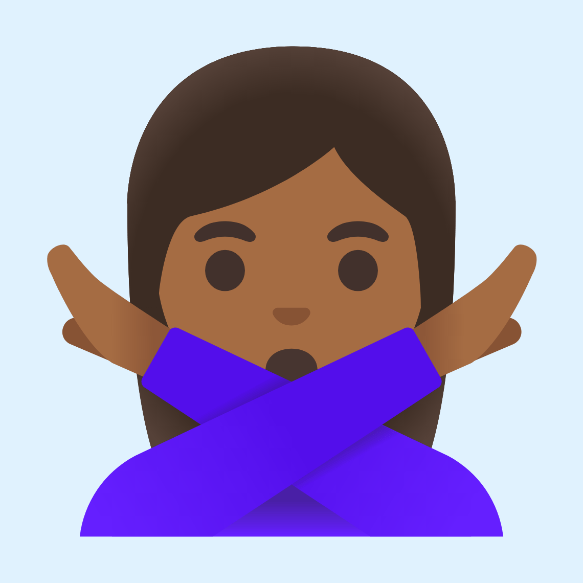π
πΎββοΈ Woman gesturing NO: medium-dark skin tone