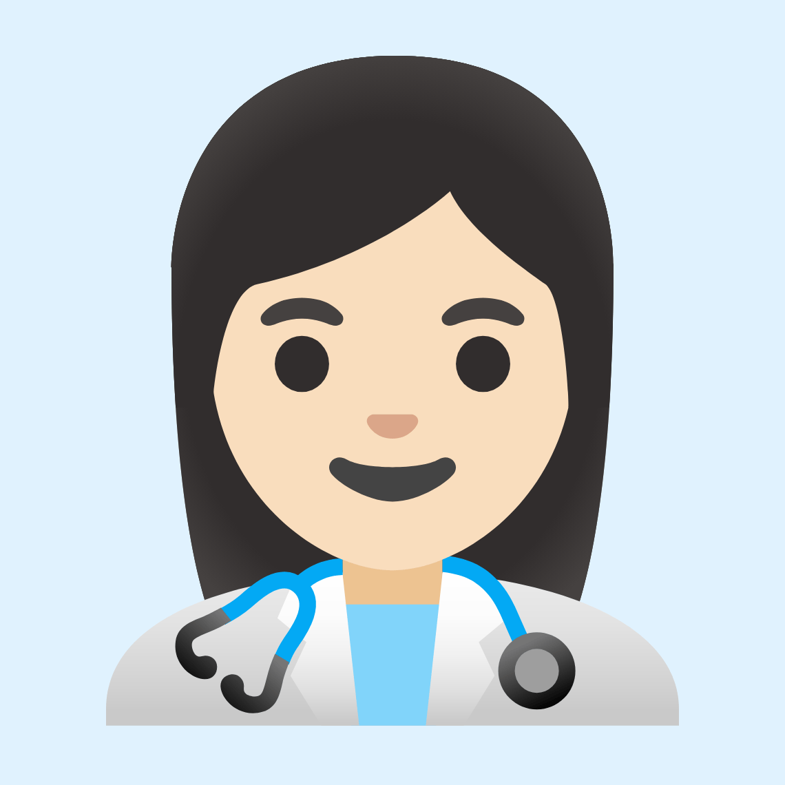 π©π»ββοΈ Woman health worker: light skin tone