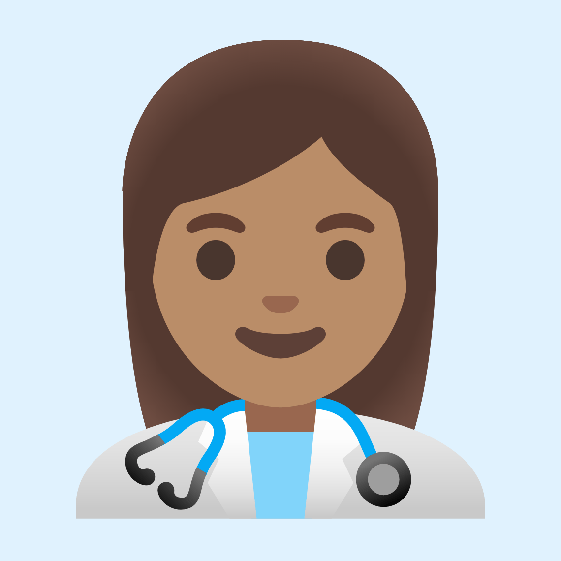 π©π½ββοΈ Woman health worker: medium skin tone