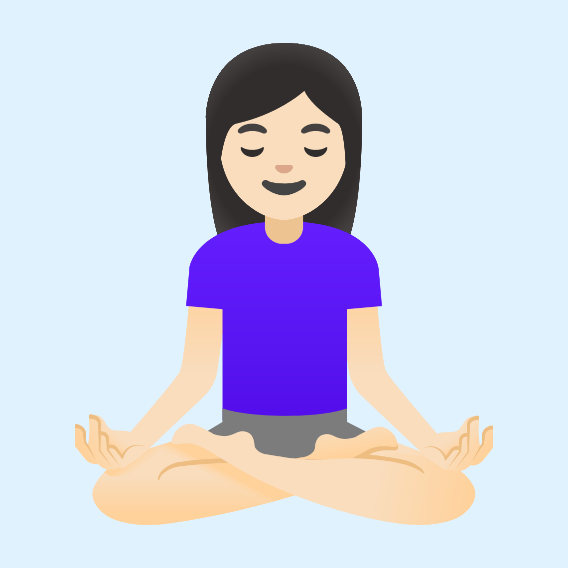 π§π»ββοΈ Woman in lotus position: light skin tone