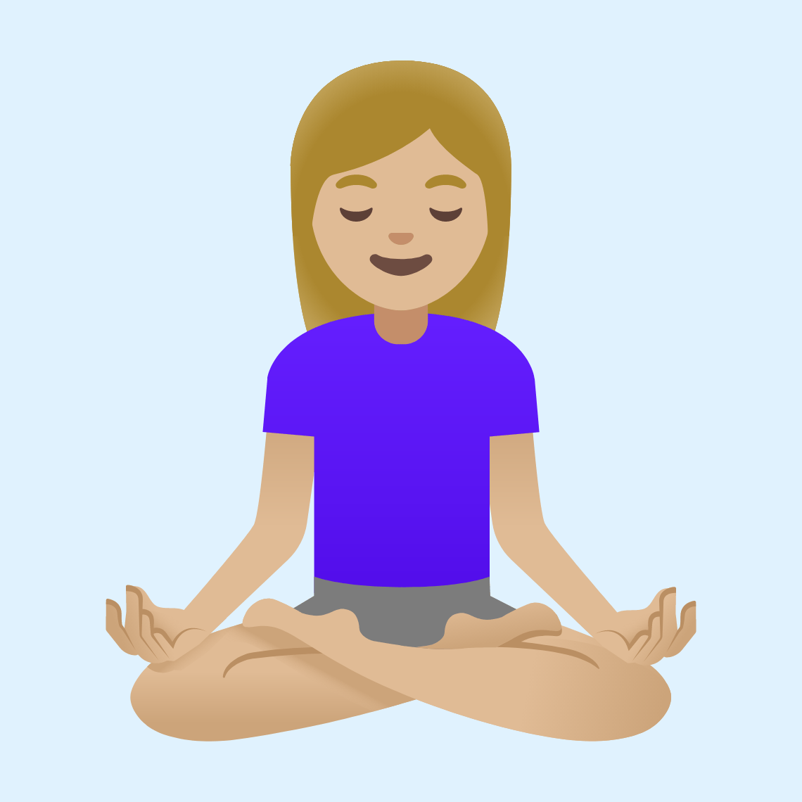 π§πΌββοΈ Woman in lotus position: medium-light skin tone