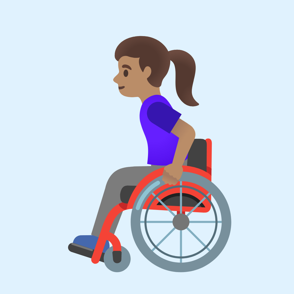 π©π½β𦽠Woman in manual wheelchair: medium skin tone