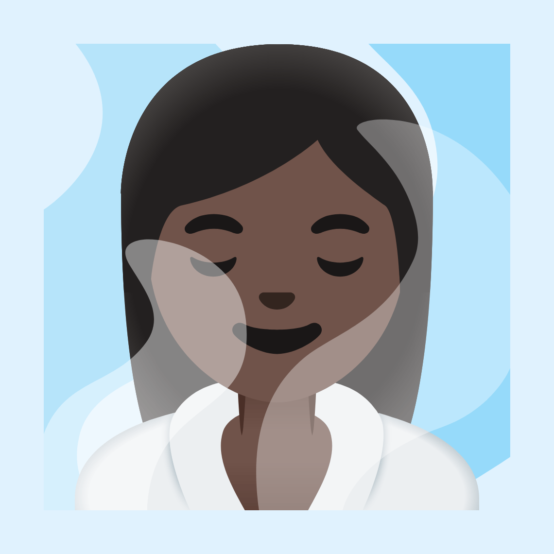 π§πΏββοΈ Woman in steamy room: dark skin tone