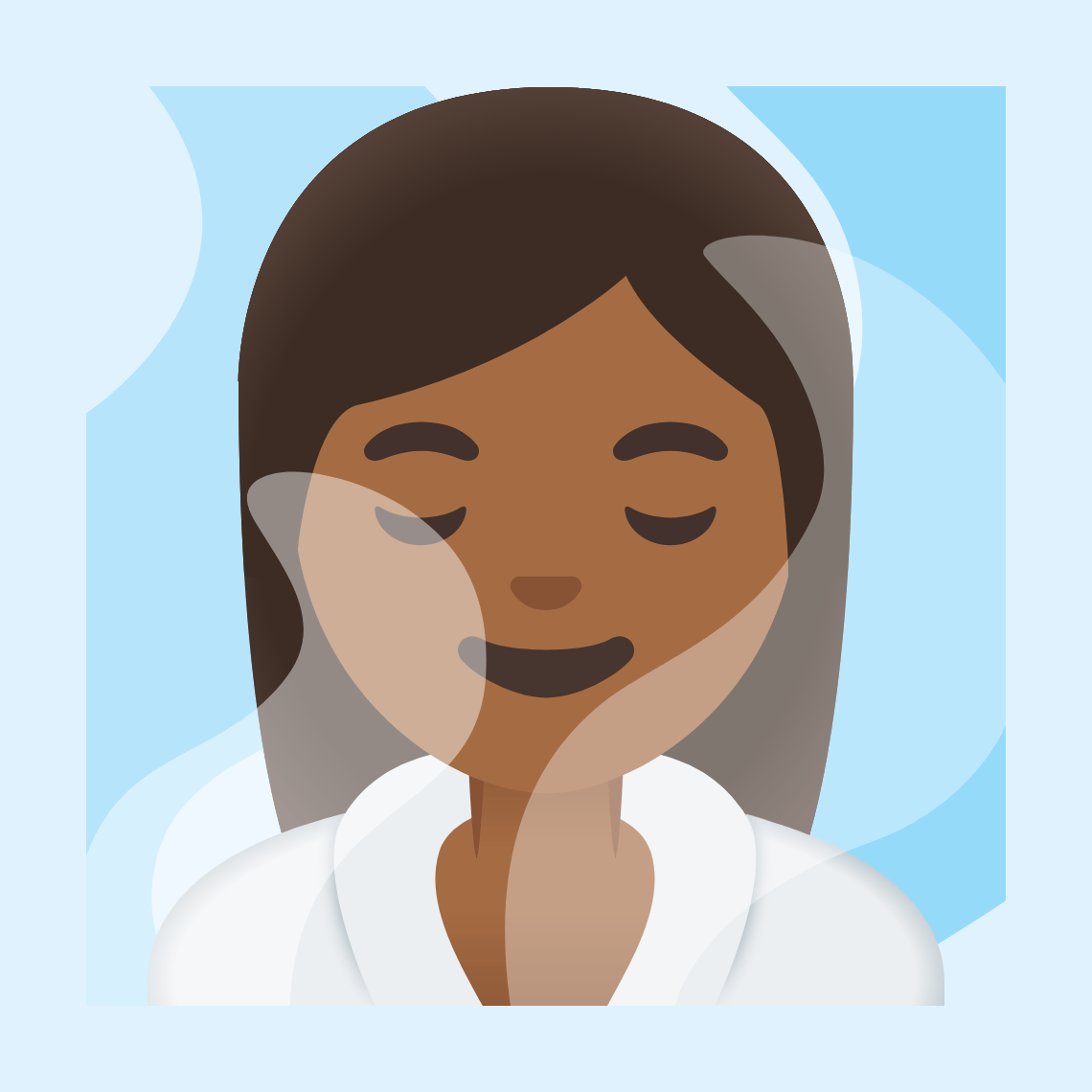 π§πΎββοΈ Woman in steamy room: medium-dark skin tone
