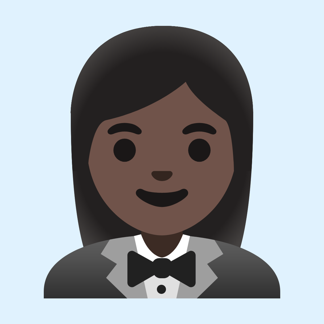 π€΅πΏββοΈ Woman in tuxedo: dark skin tone