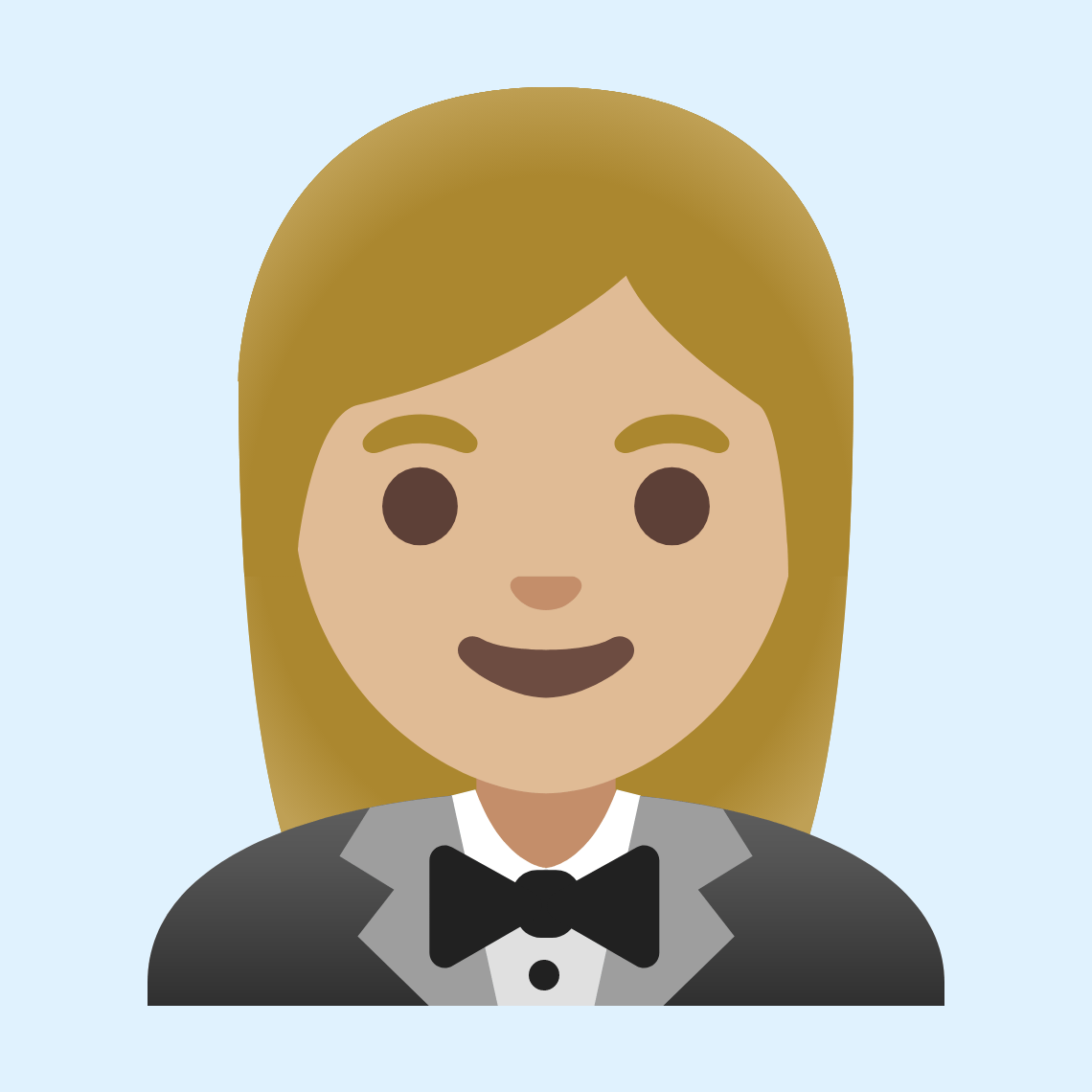 π€΅πΌββοΈ Woman in tuxedo: medium-light skin tone