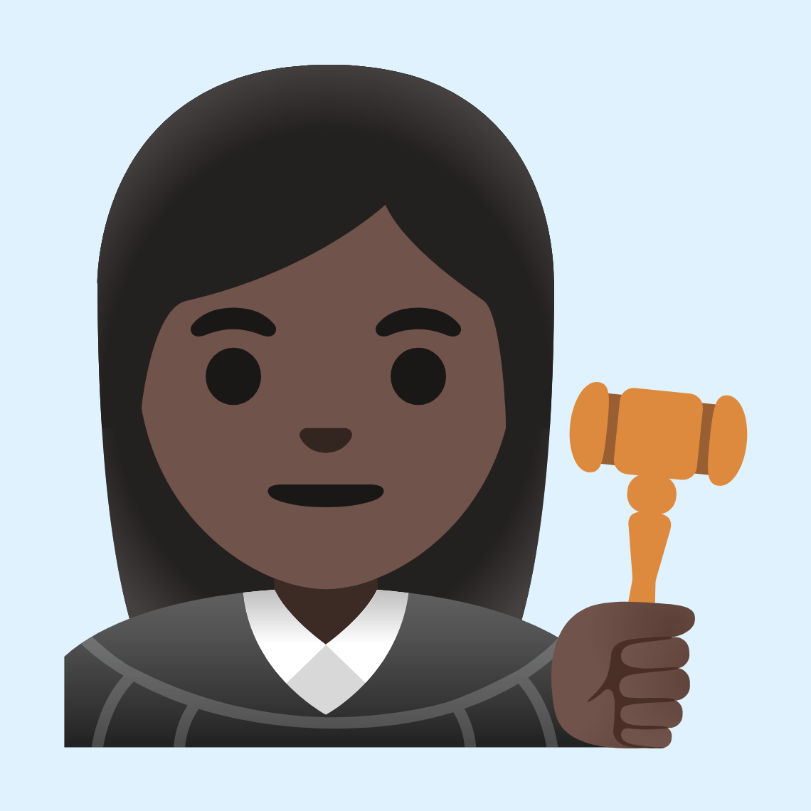 π©πΏββοΈ Woman judge: dark skin tone