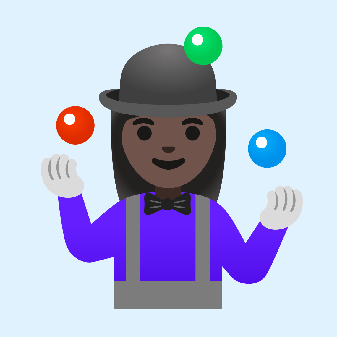 π€ΉπΏββοΈ Woman juggling: dark skin tone