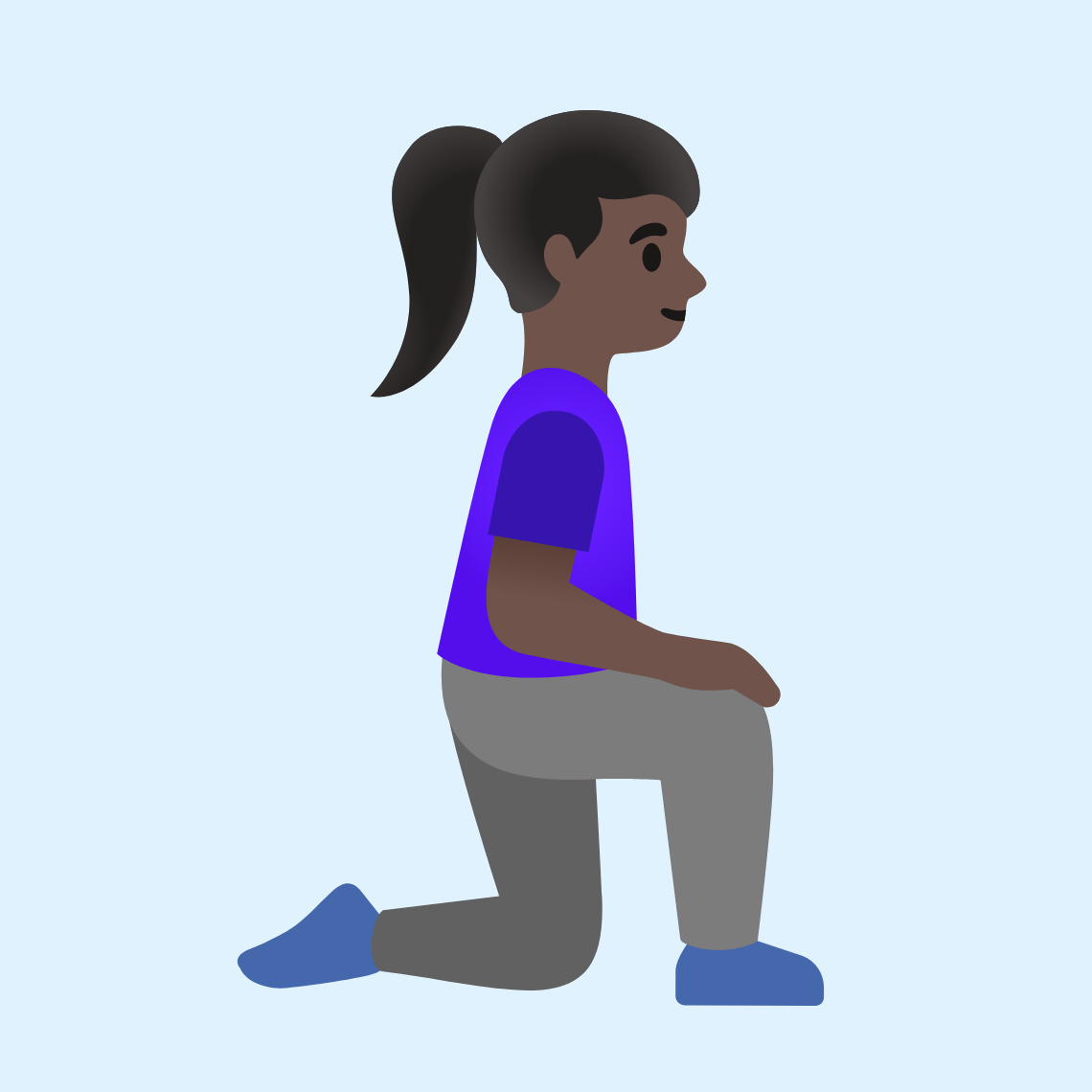 π§πΏββοΈββ‘οΈ Woman kneeling facing right: dark skin tone