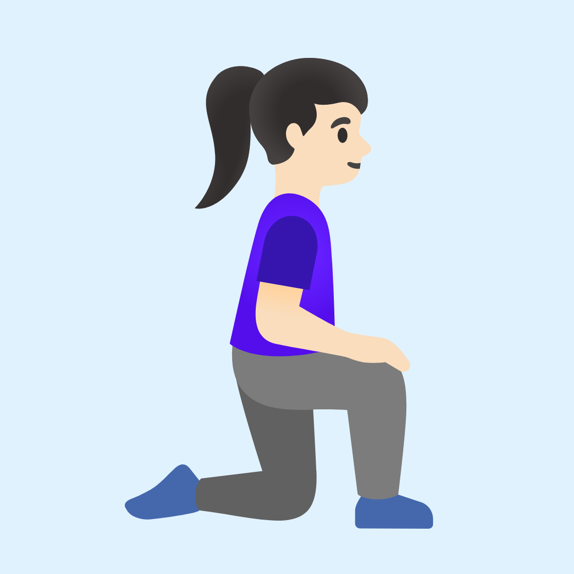 π§π»ββοΈββ‘οΈ Woman kneeling facing right: light skin tone