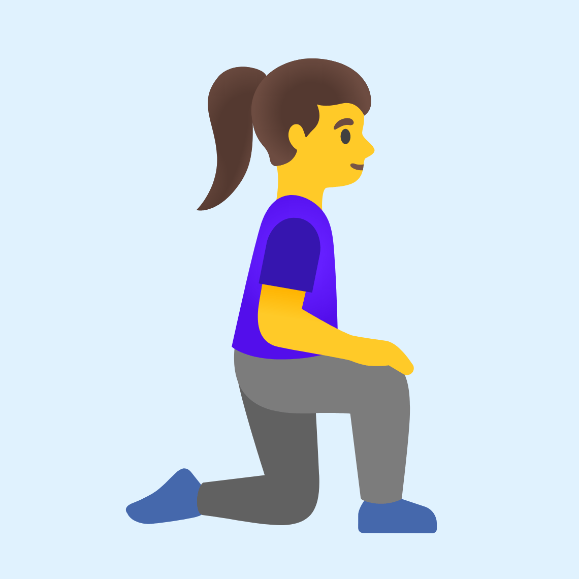 🧎‍♀️‍➡️ Woman kneeling facing right