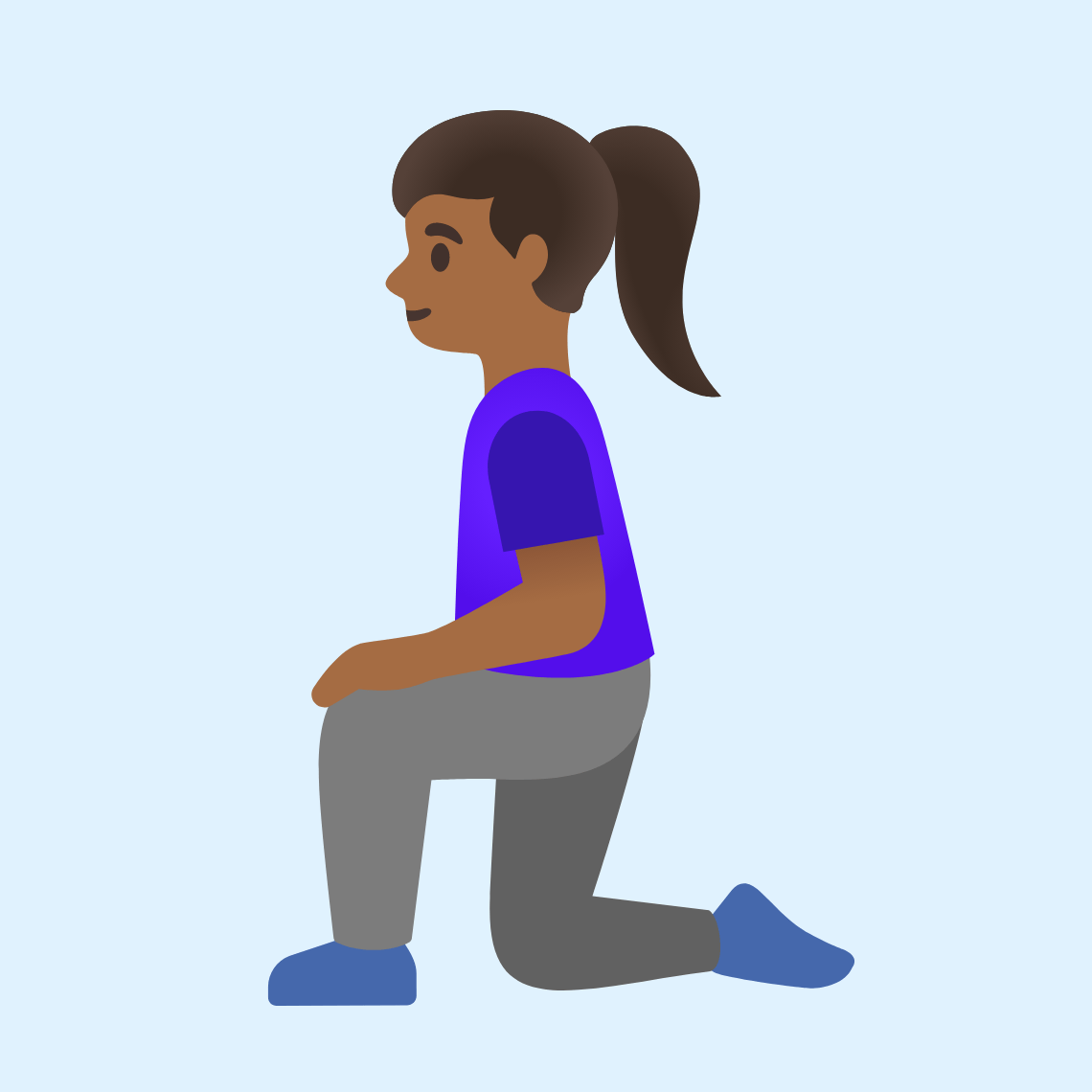 π§πΎββοΈ Woman kneeling: medium-dark skin tone