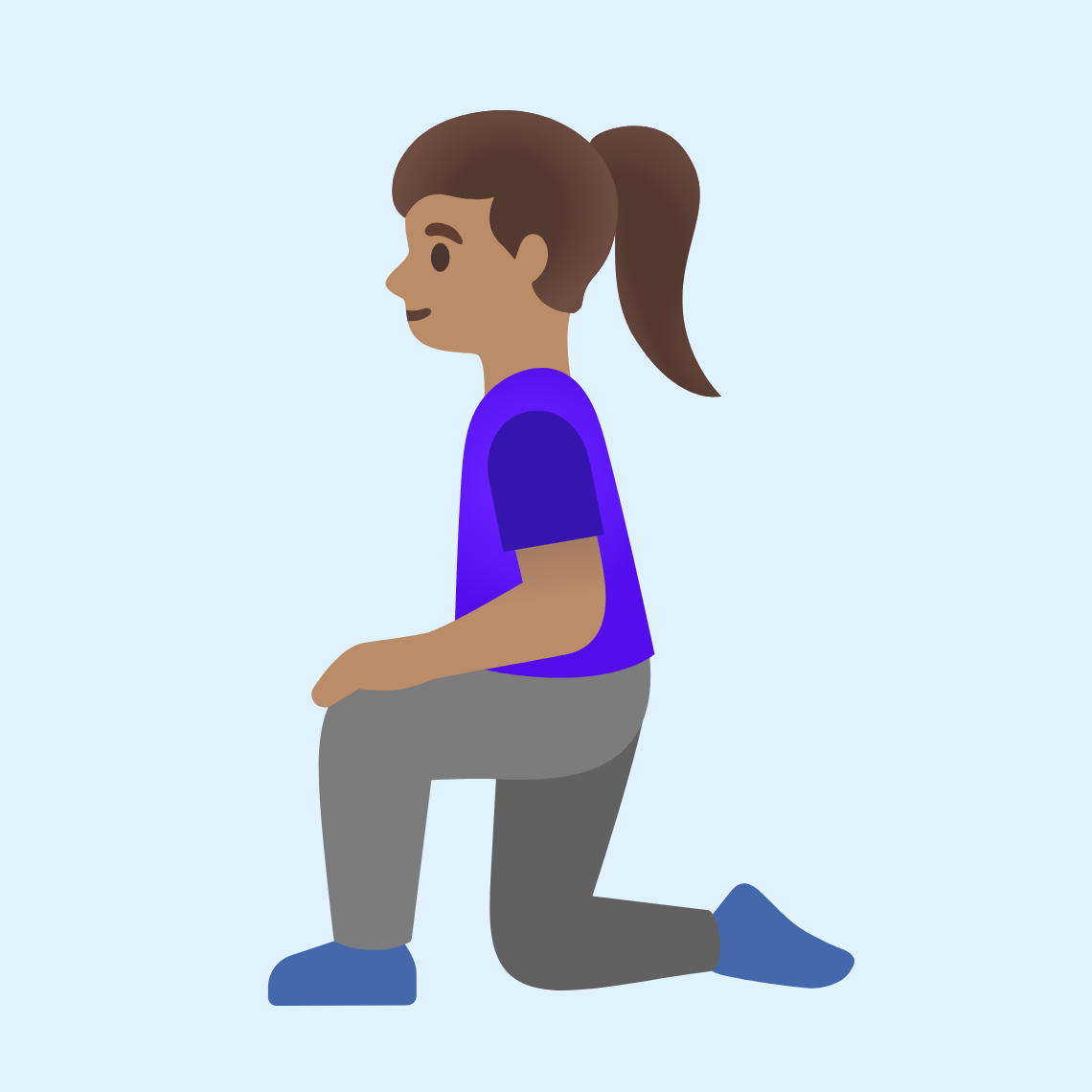 π§π½ββοΈ Woman kneeling: medium skin tone