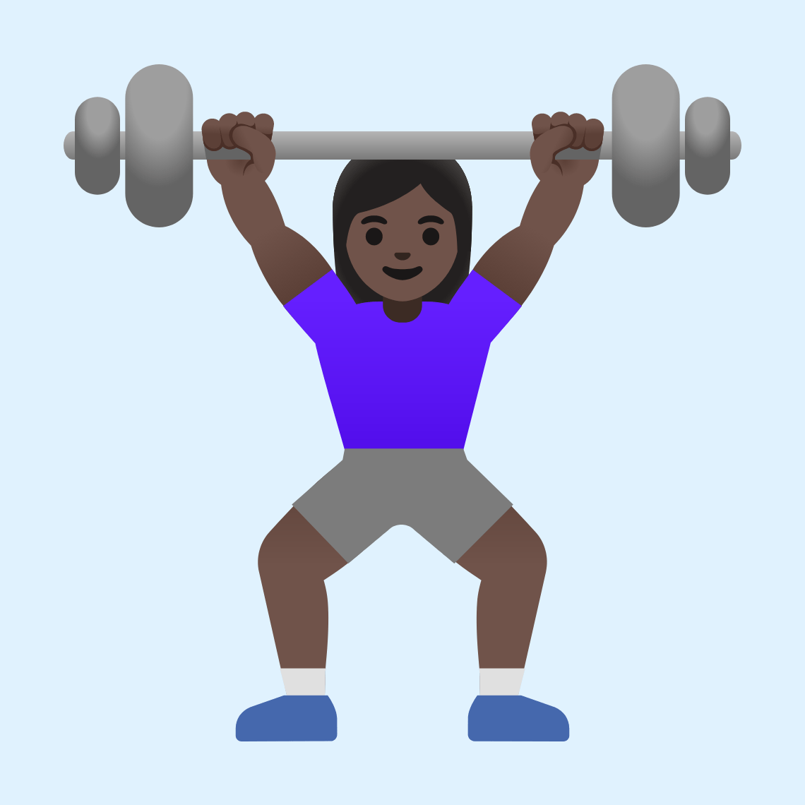 ππΏββοΈ Woman lifting weights: dark skin tone