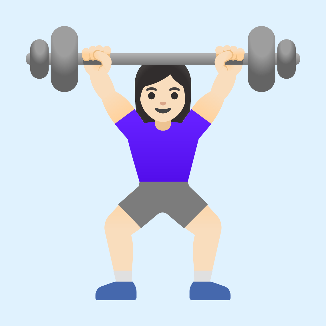 ππ»ββοΈ Woman lifting weights: light skin tone
