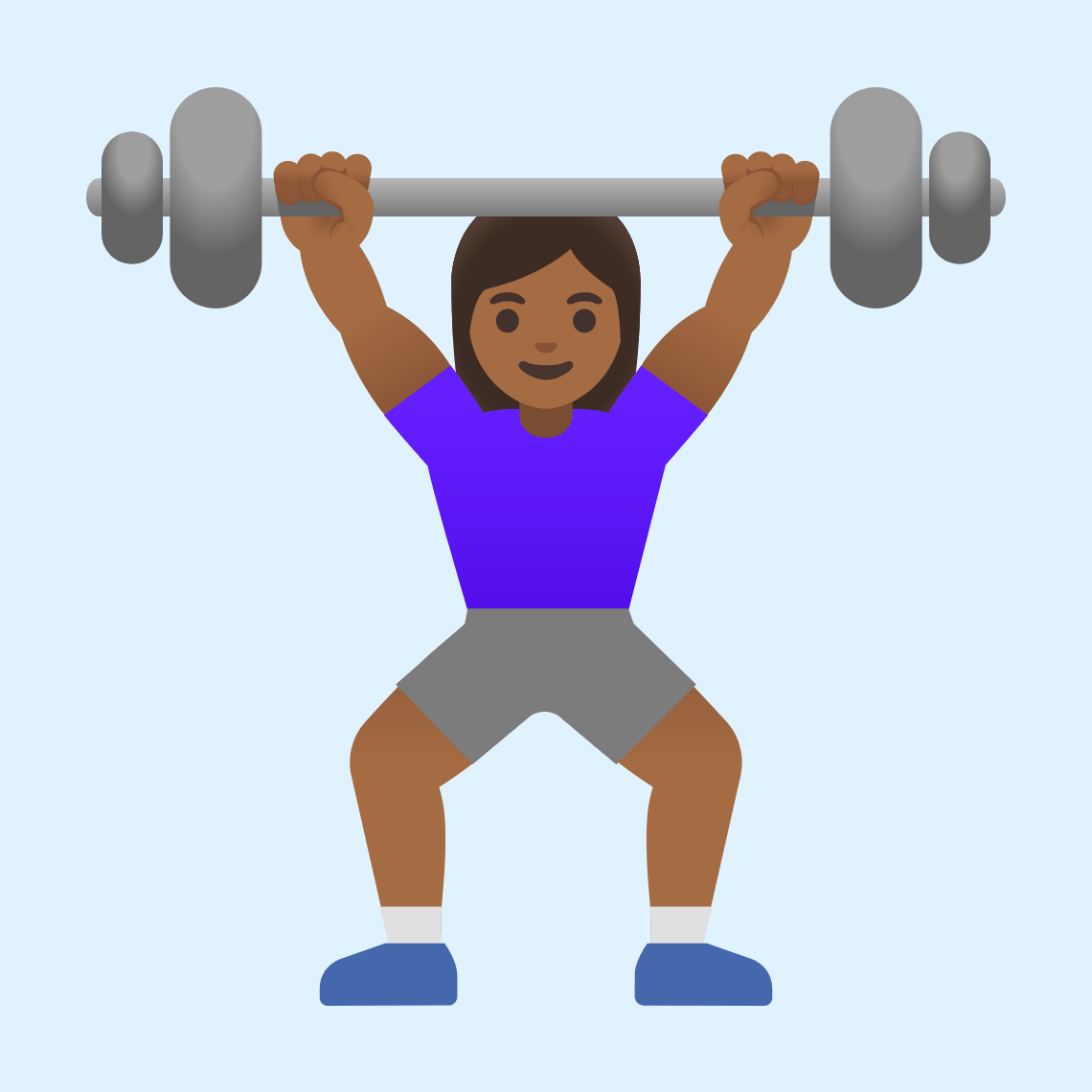 ππΎββοΈ Woman lifting weights: medium-dark skin tone