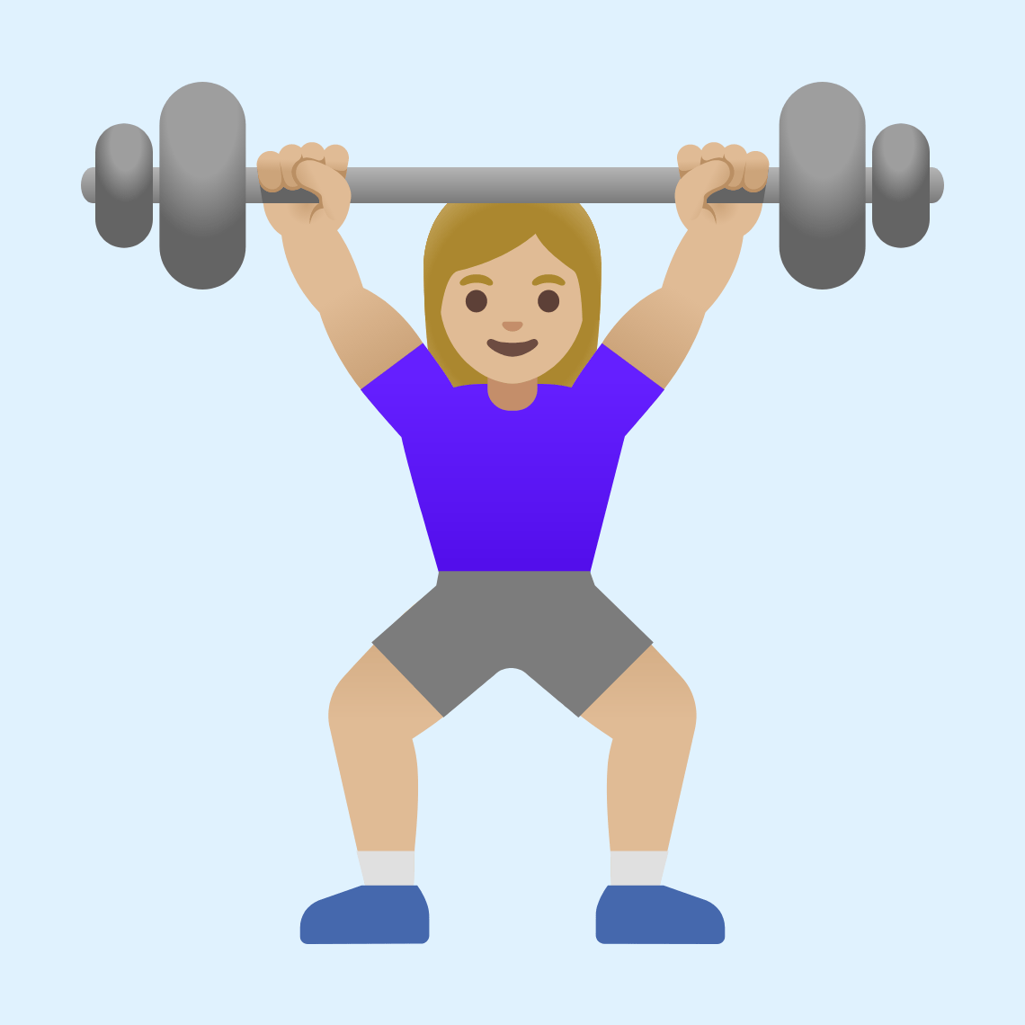 ππΌββοΈ Woman lifting weights: medium-light skin tone