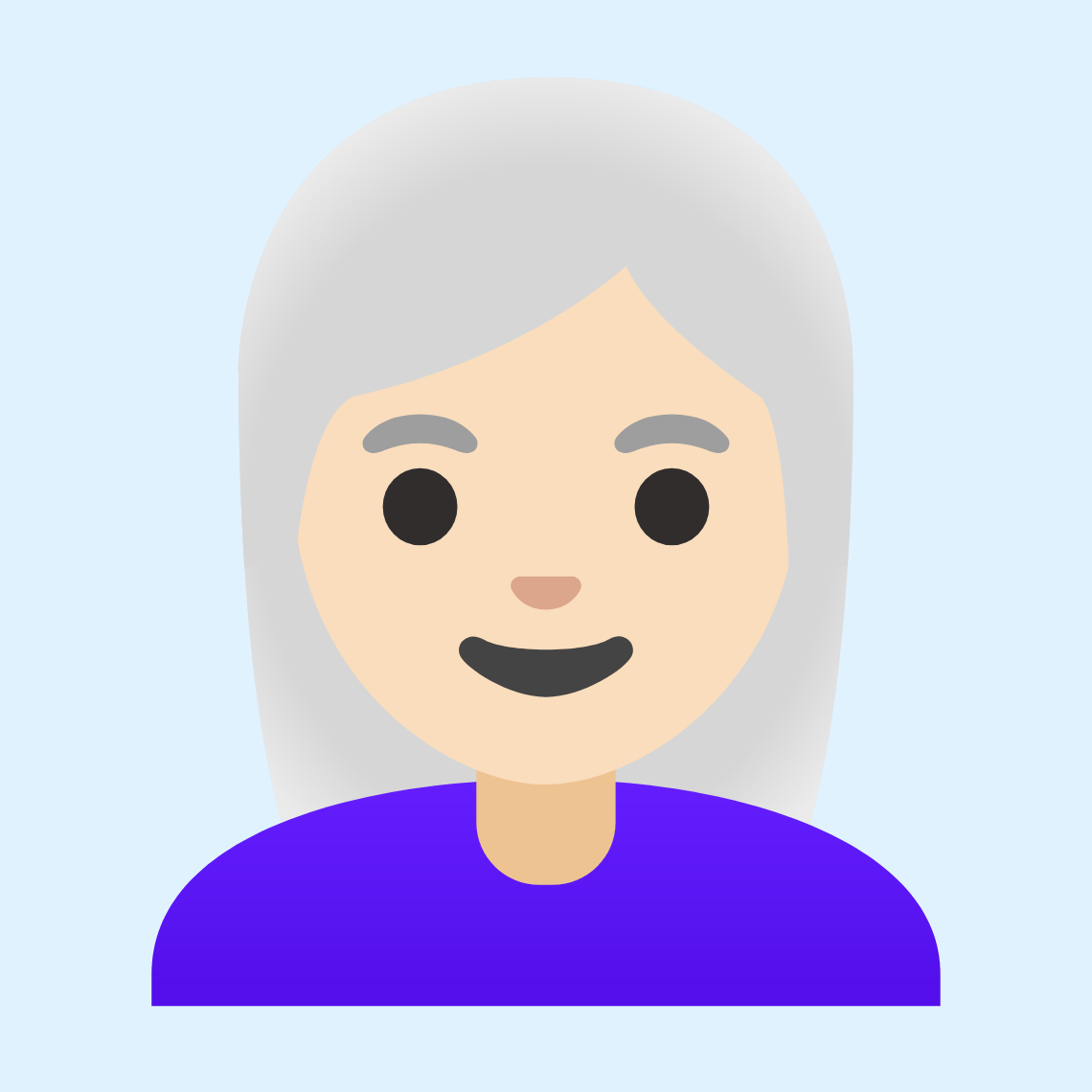π©π»β𦳠Woman: light skin tone, white hair
