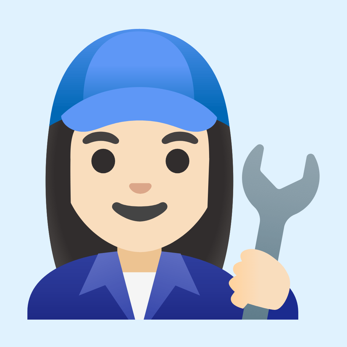 π©π»βπ§ Woman mechanic: light skin tone