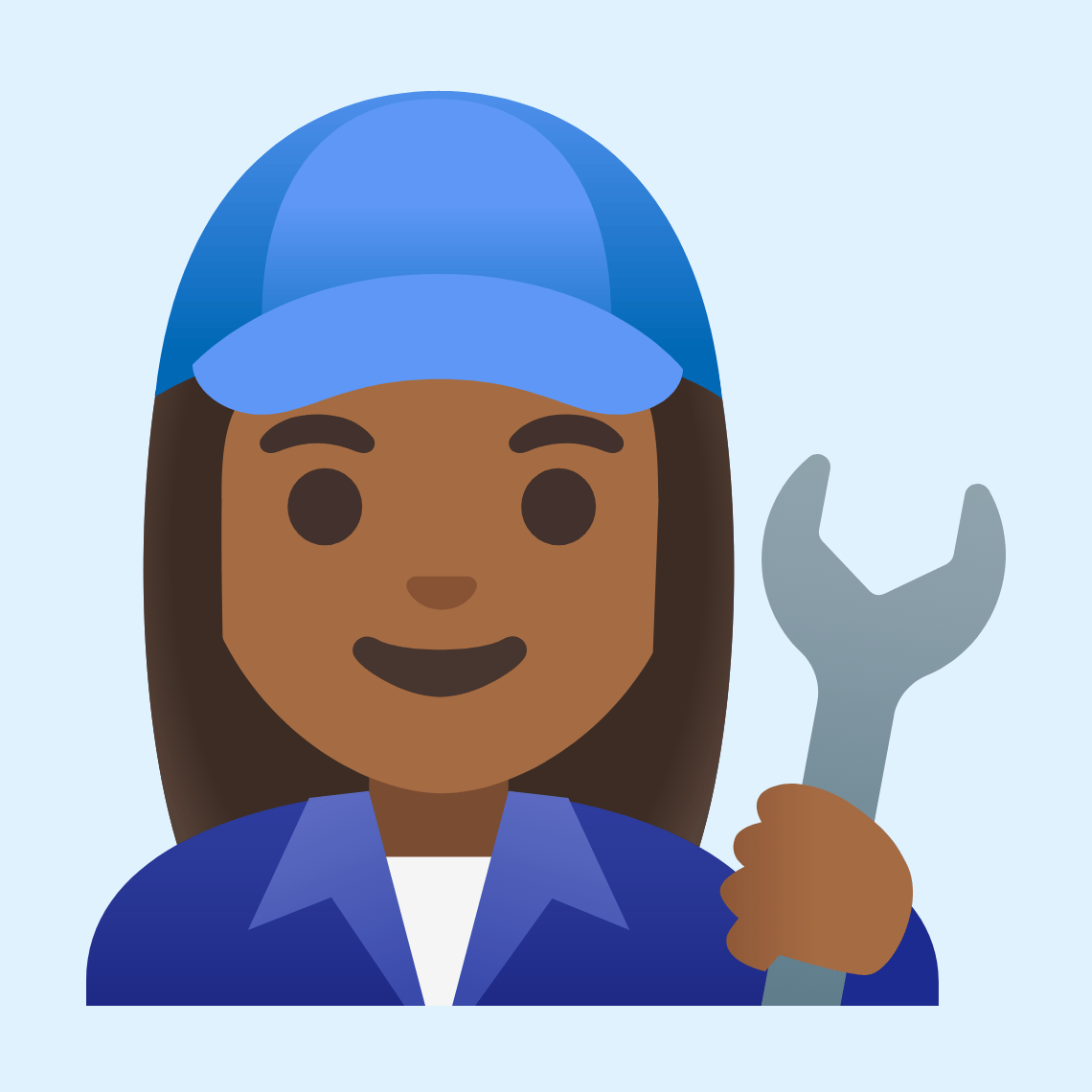 π©πΎβπ§ Woman mechanic: medium-dark skin tone
