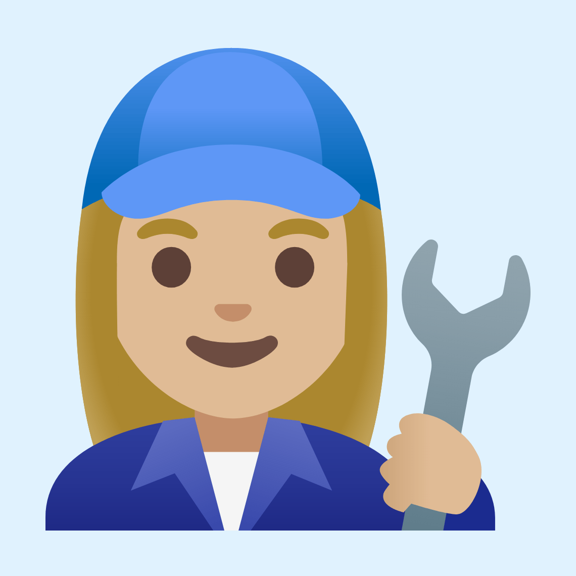π©πΌβπ§ Woman mechanic: medium-light skin tone