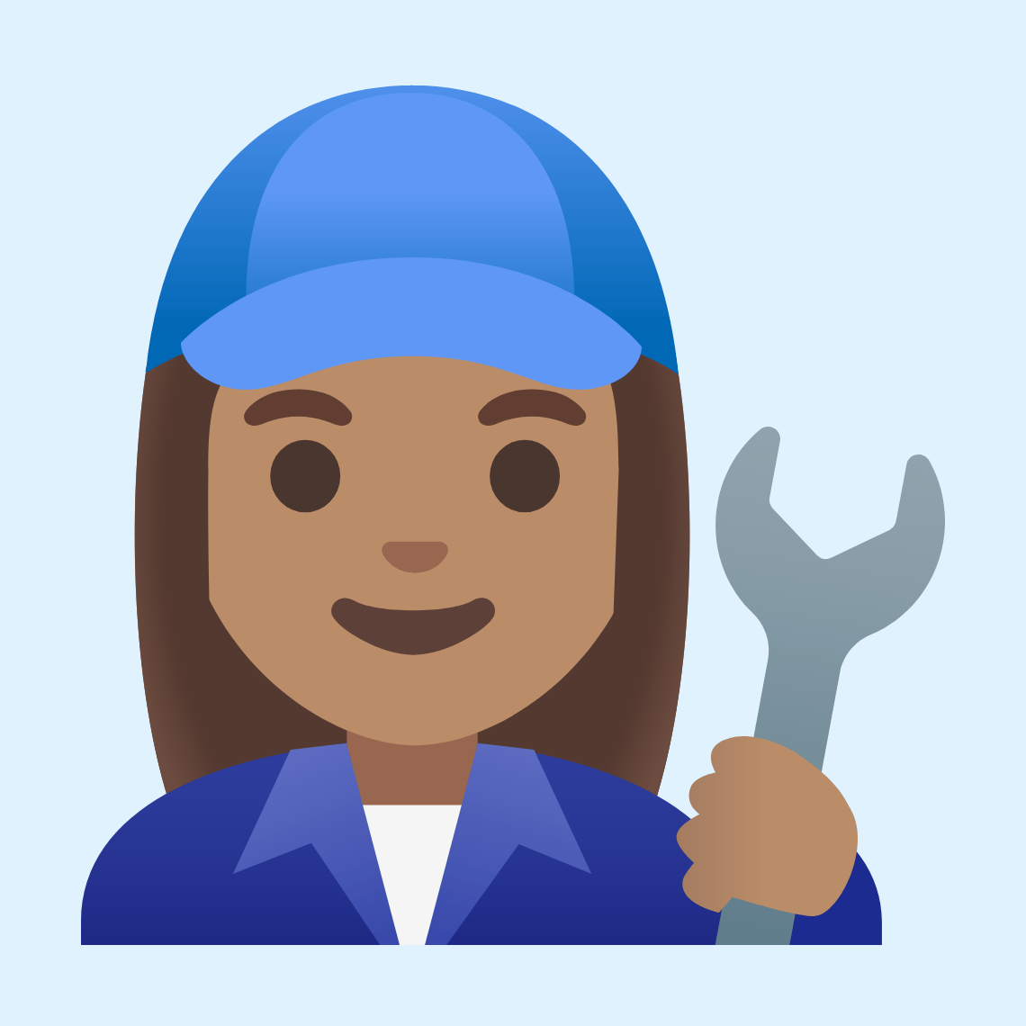π©π½βπ§ Woman mechanic: medium skin tone