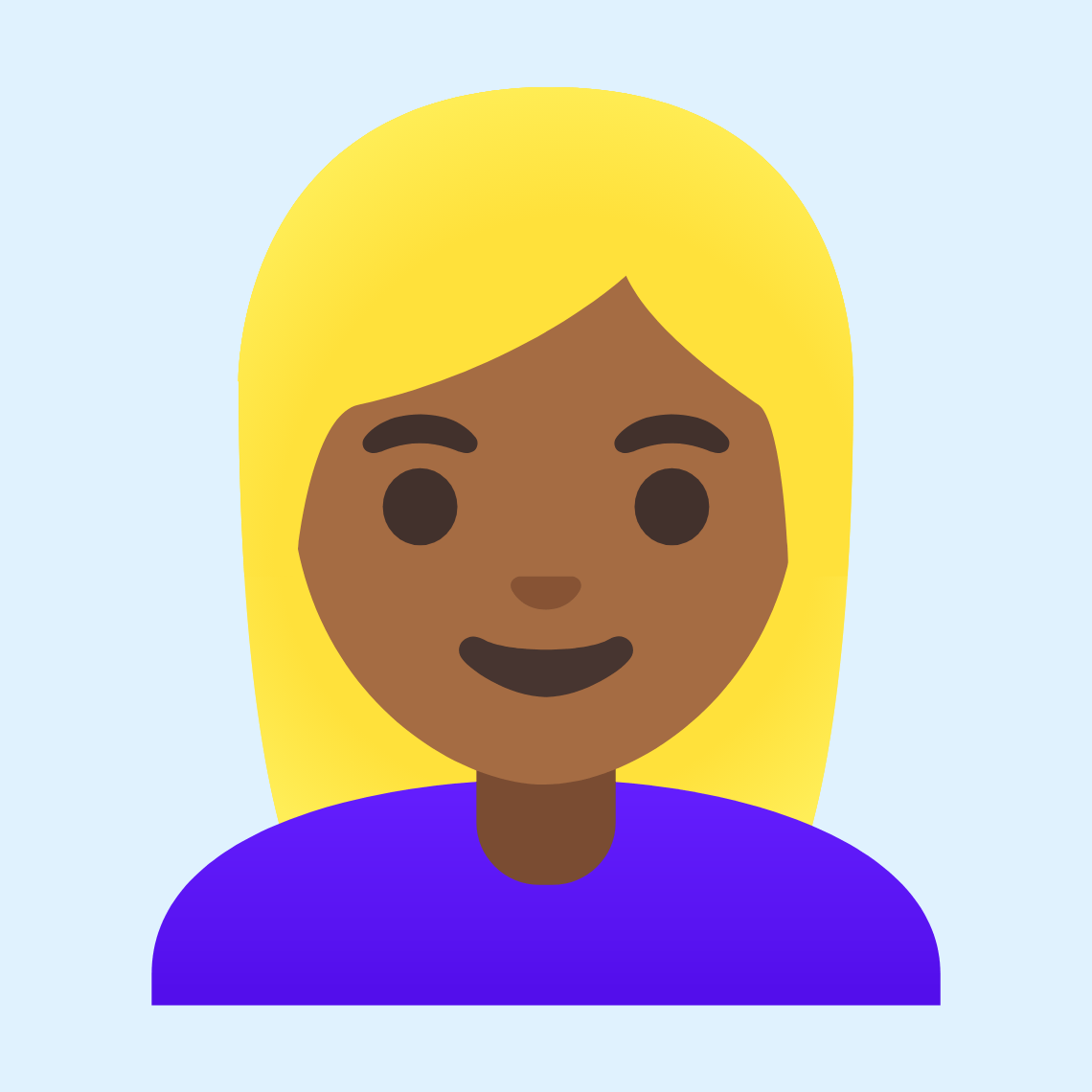 👱🏾‍♀️ Woman: medium-dark skin tone, blond hair