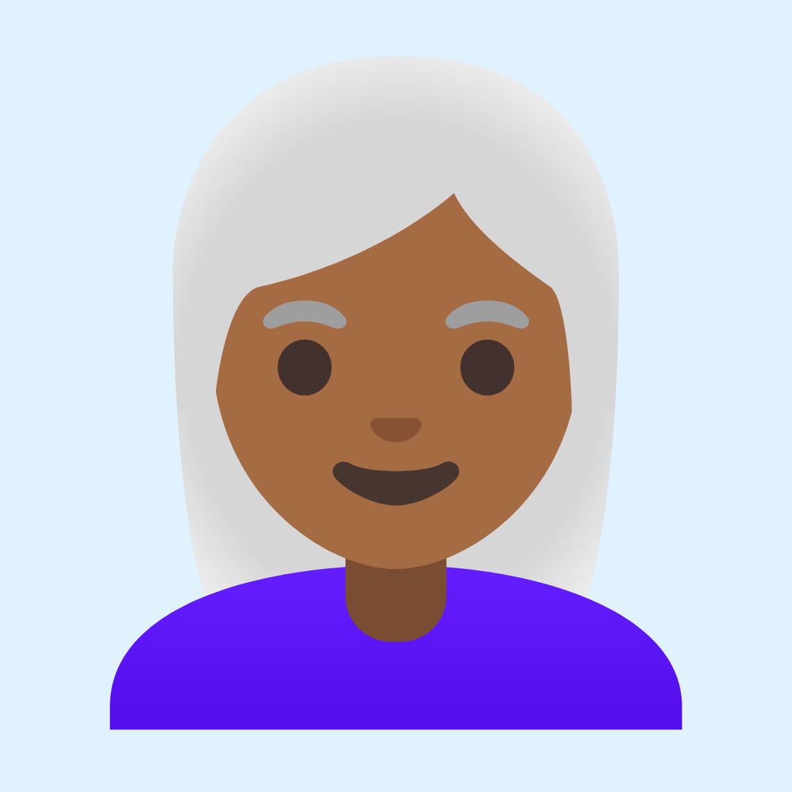 π©πΎβ𦳠Woman: medium-dark skin tone, white hair