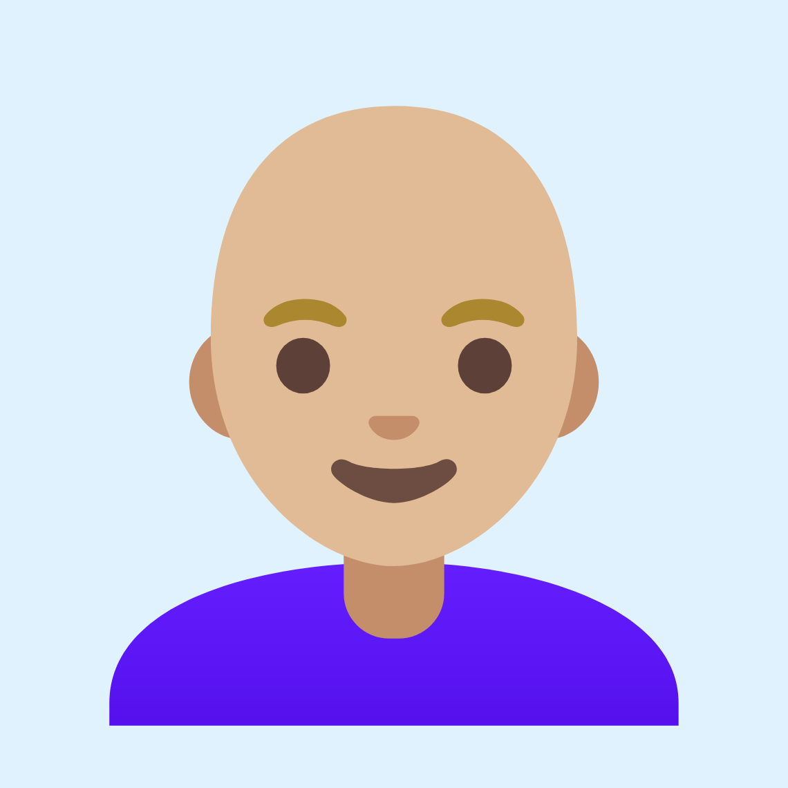 π©πΌβ𦲠Woman: medium-light skin tone, bald